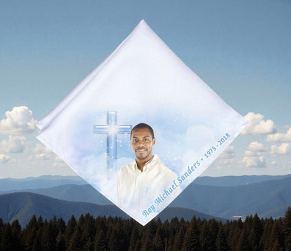 Adoration Cross Personalized Memorial Handkerchief - The Funeral Program Site