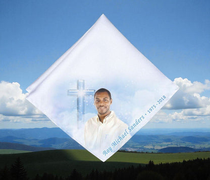 Adoration Cross Personalized Memorial Handkerchief - The Funeral Program Site