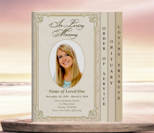Alexandria 8 - Sided Funeral Graduated Program Template - The Funeral Program Site