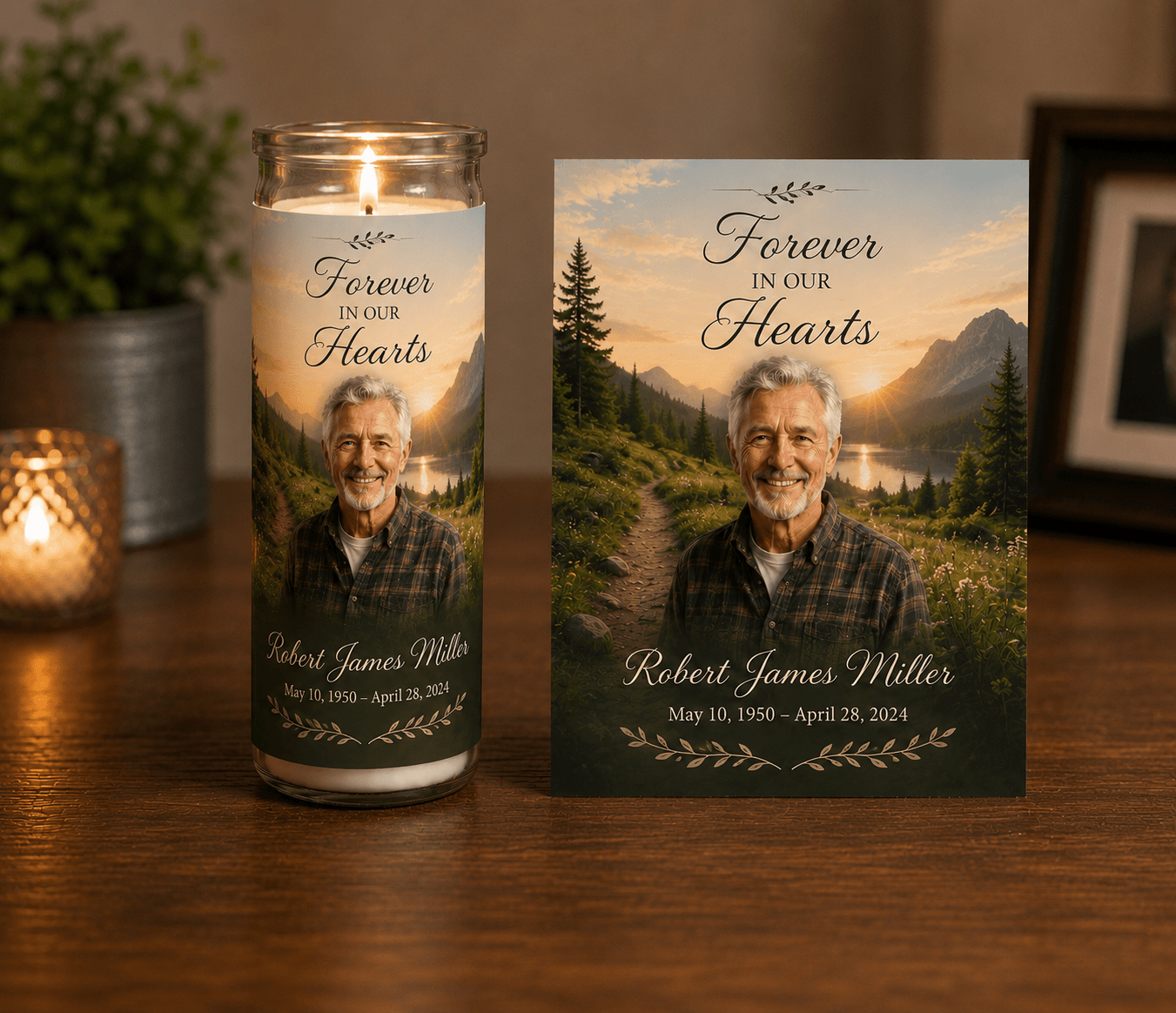Alpine Paradise DIY Memorial Candle Wrap Template - The Funeral Program Site