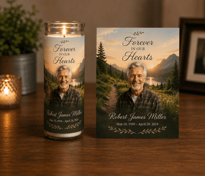 Alpine Paradise DIY Memorial Candle Wrap Template - The Funeral Program Site