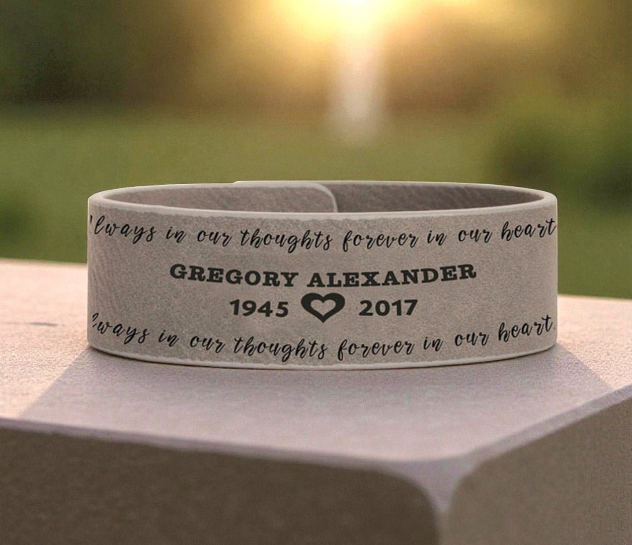 Always In My Thoughts Memorial Leatherette Bracelet - The Funeral Program Site