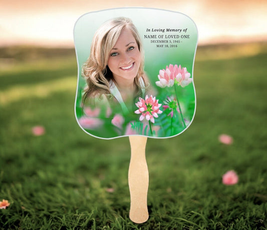 Ambrosia Cardstock Memorial Fan With Wooden Handle (Pack of 10) - The Funeral Program Site