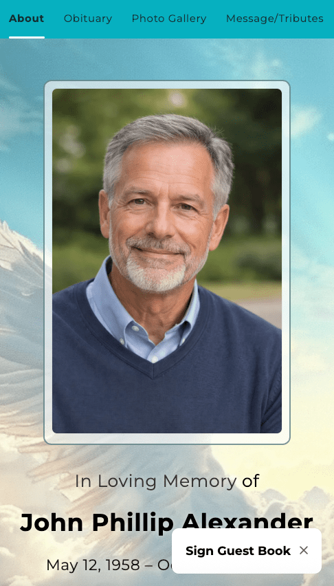 Angel Wings Online Memorial Website - The Funeral Program Site