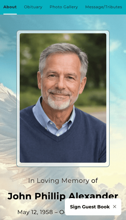 Angel Wings Online Memorial Website - The Funeral Program Site