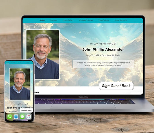 Angel Wings Online Memorial Website - The Funeral Program Site