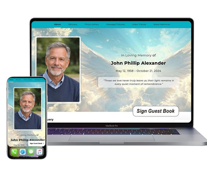 Angel Wings Online Memorial Website - The Funeral Program Site