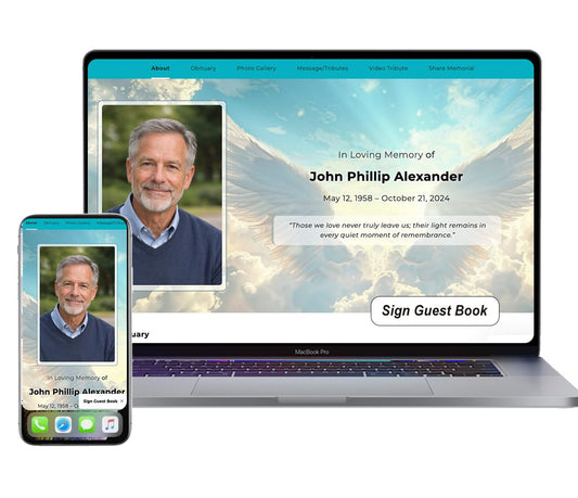 Angel Wings Online Memorial Website - The Funeral Program Site