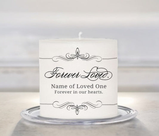 Arabasque Personalized Small Wax Memorial Candle - The Funeral Program Site