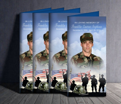 Army Long Fold Funeral Program Design & Print (Pack of 50) - The Funeral Program Site