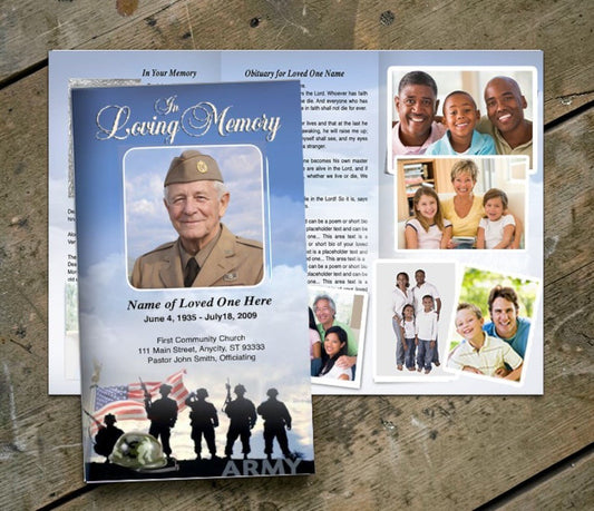 Army Trifold Funeral Brochure Template - The Funeral Program Site