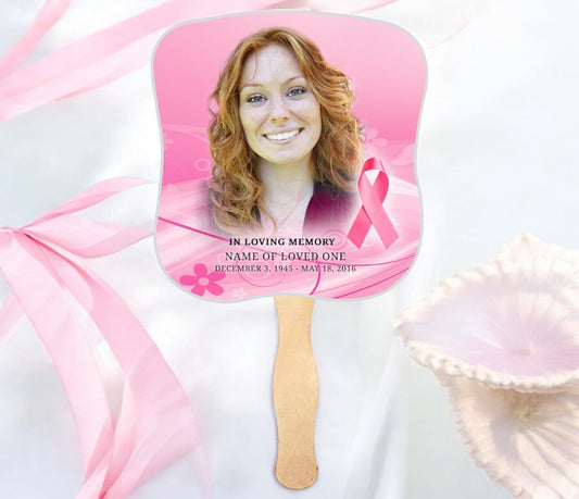 Awareness Cardstock Memorial Fan With Wooden Handle (Pack of 10) - The Funeral Program Site