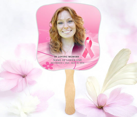Awareness Cardstock Memorial Fan With Wooden Handle (Pack of 10) - The Funeral Program Site