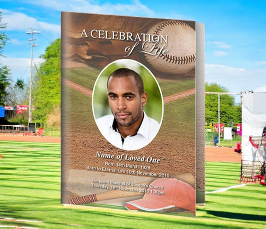 Baseball A4 Funeral Order of Service Template - The Funeral Program Site