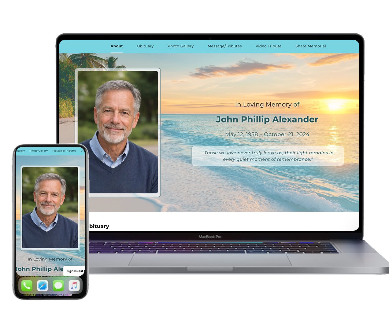 Beach Online Memorial Website - The Funeral Program Site