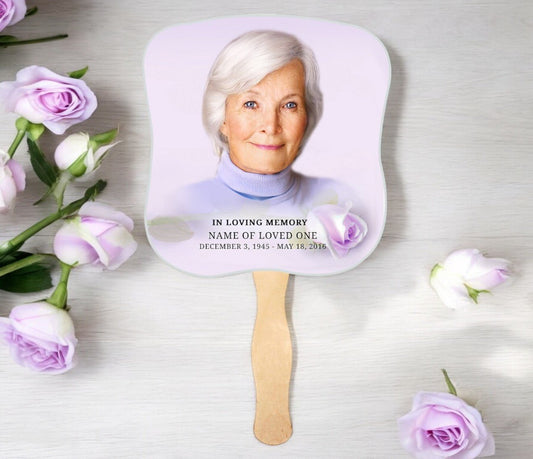 Beloved Cardstock Memorial Fan With Wooden Handle (Pack of 10) - The Funeral Program Site