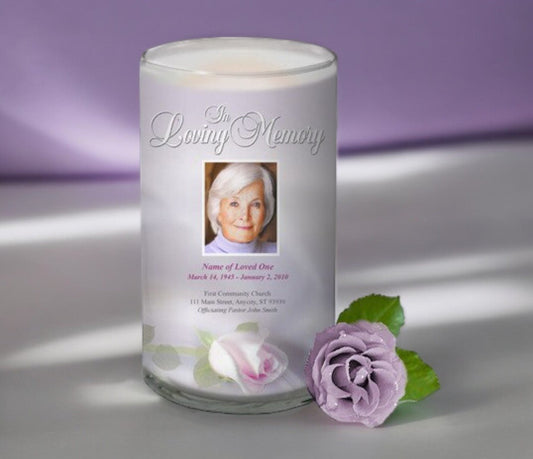 Beloved Personalized Glass Memorial Candle - The Funeral Program Site