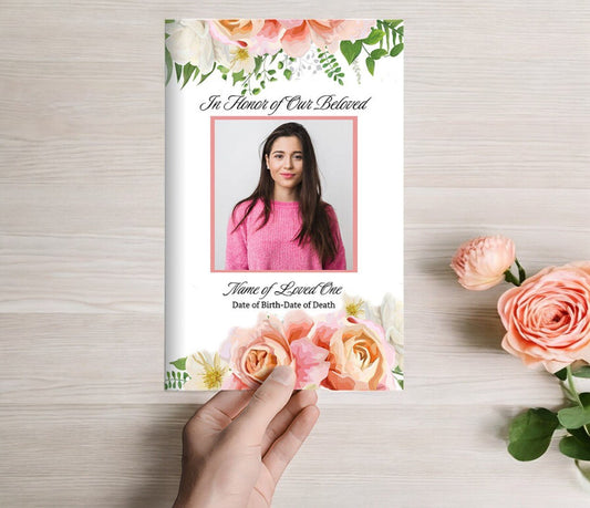 Blooms Online Funeral Program Template - The Funeral Program Site