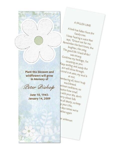 Blossom Plantable Memorial Bookmark (Pack of 12) - The Funeral Program Site