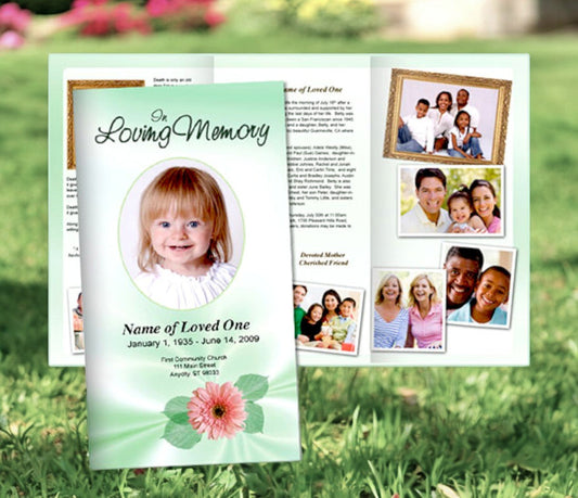 Blossom Trifold Funeral Brochure Template - The Funeral Program Site