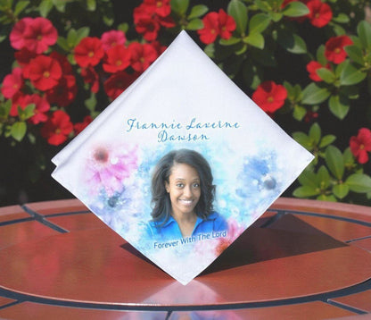 Blue Beauty Personalized Memorial Handkerchief - The Funeral Program Site