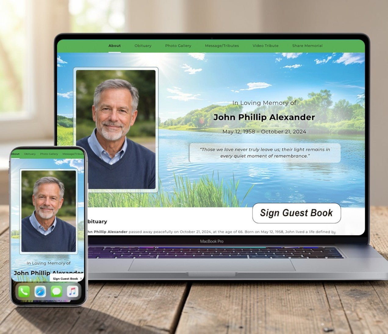 Blue Lake Online Memorial Website - The Funeral Program Site