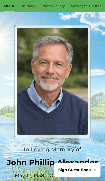 Blue Lake Online Memorial Website - The Funeral Program Site