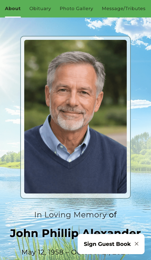 Blue Lake Online Memorial Website - The Funeral Program Site