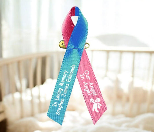 Blue Pink Awareness Ribbon Child Loss Baby - Pack of 10 - The Funeral Program Site