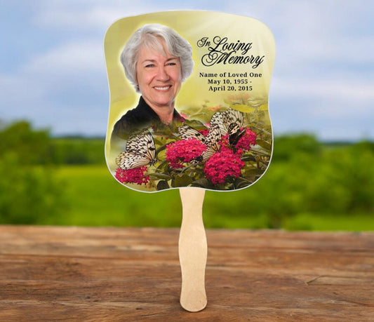 Bouquet Cardstock Memorial Fan With Wooden Handle (Pack of 10) - The Funeral Program Site