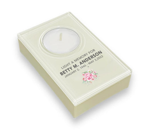 In Memory Rectangle Tea Light Candle Holder