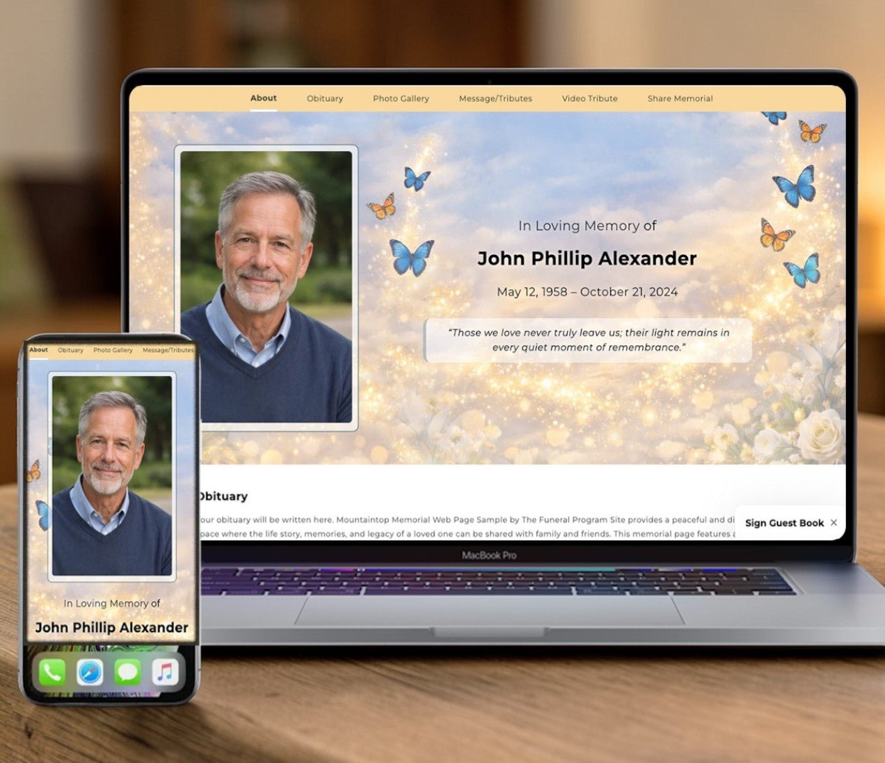 Memorial Website - Butterflies Online Memorial Web Page – The Funeral ...