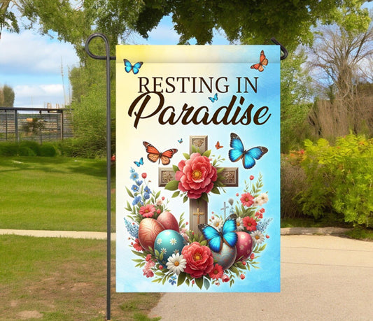 Butterfly Florals Garden or Cemetery Flag - The Funeral Program Site