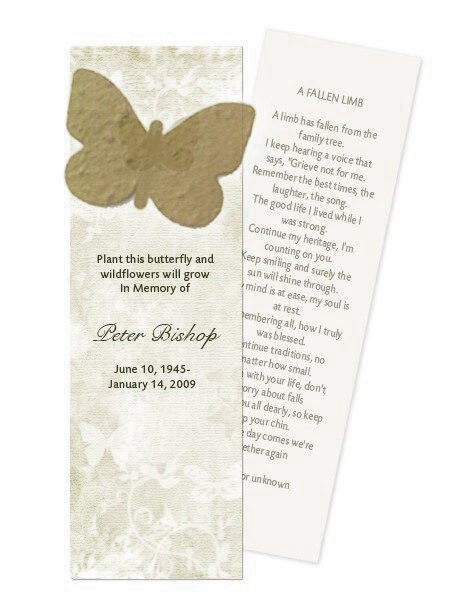 Butterfly Plantable Memorial Bookmark (Pack of 12) - The Funeral Program Site