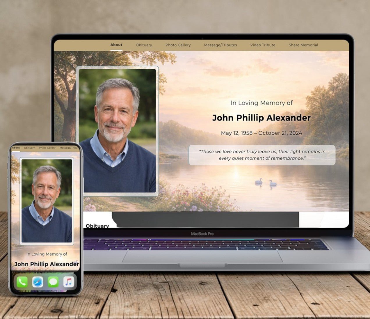 Memorial Website - Calm Lake Online Memorial Web Page – The Funeral ...
