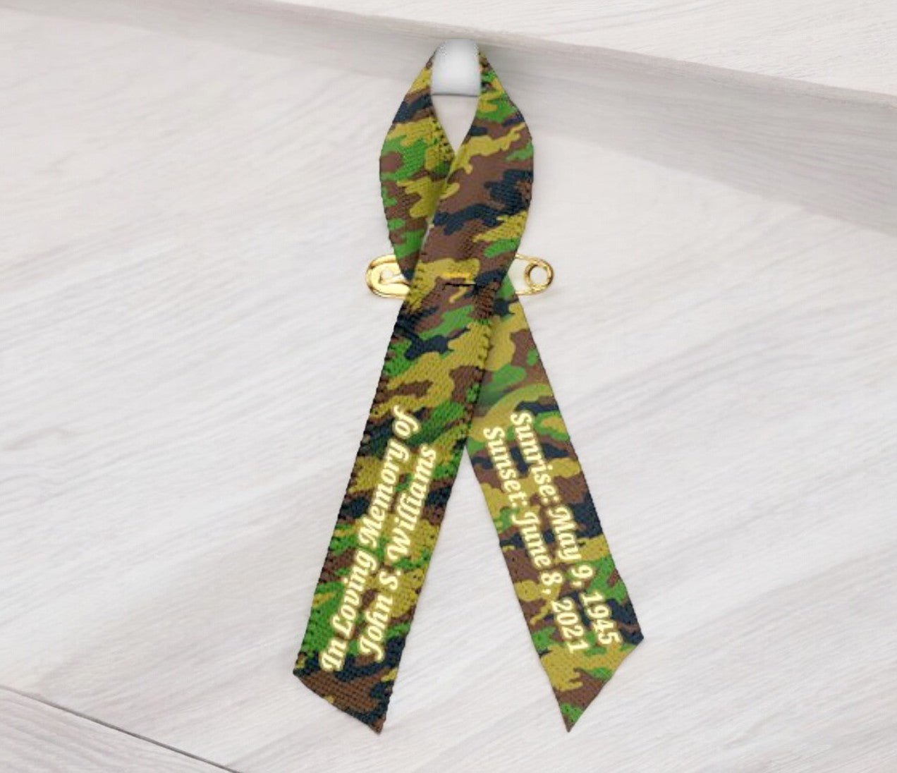 Fneral Program Ribbon Camouflage Ribbon Personalized - Pack of 10 - The Funeral Program Site
