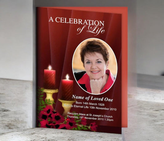 Candlelight A4 Funeral Order of Service Template - The Funeral Program Site