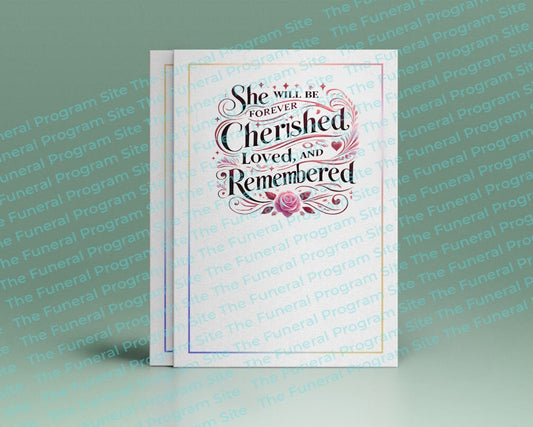 Cherished, Loved, Remembered Funeral Quote Word Art - The Funeral Program Site