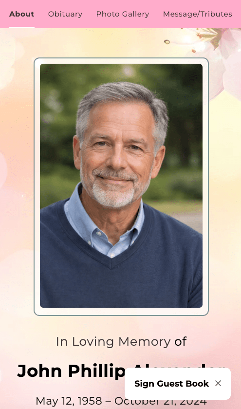 Cherry Blossoms Online Memorial Website - The Funeral Program Site