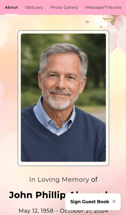 Cherry Blossoms Online Memorial Website - The Funeral Program Site