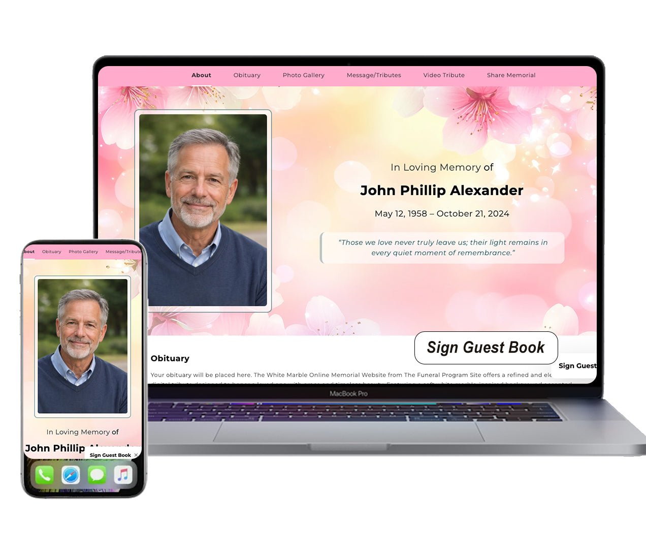 Cherry Blossoms Online Memorial Website - The Funeral Program Site