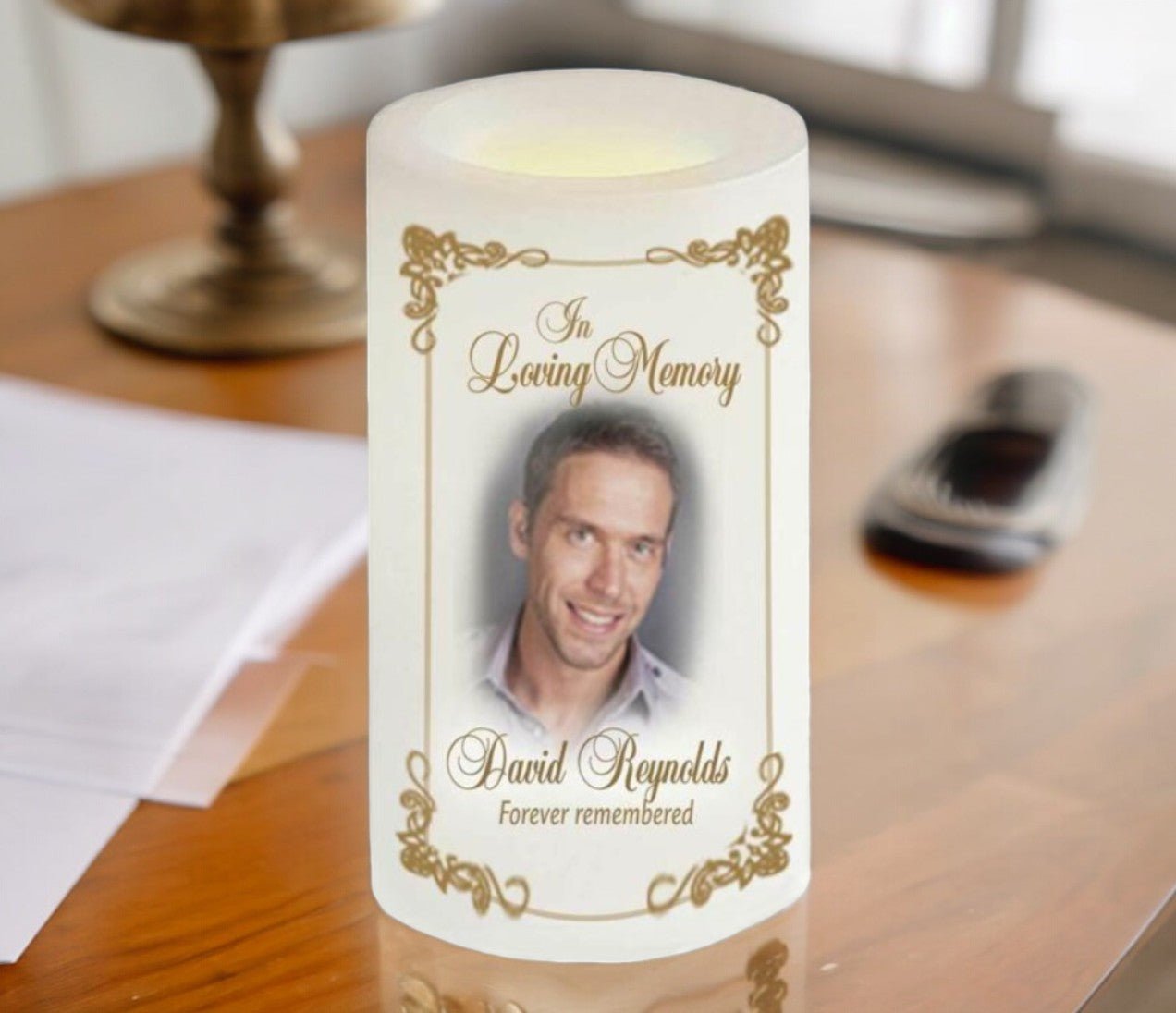 Funeral Led Chestnut Personalized Flameless LED Memorial Candle - The Funeral ...