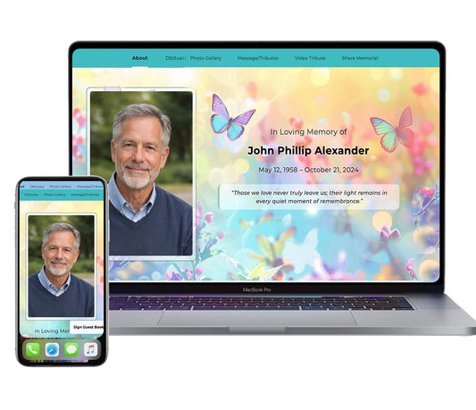 Colorful Butterfly Online Memorial Website - The Funeral Program Site