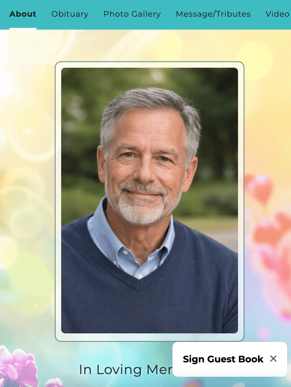 Colorful Butterfly Online Memorial Website - The Funeral Program Site