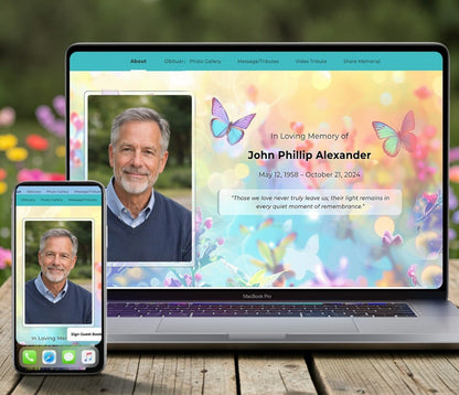 Colorful Butterfly Online Memorial Website - The Funeral Program Site