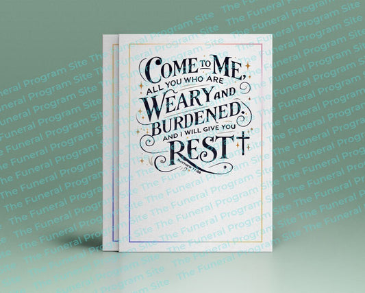 Come To Me Funeral Bible Verse Word Art - The Funeral Program Site