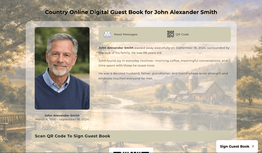 Country Digital Funeral Guest Book - The Funeral Program Site