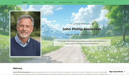 Country Road Online Memorial Website - The Funeral Program Site