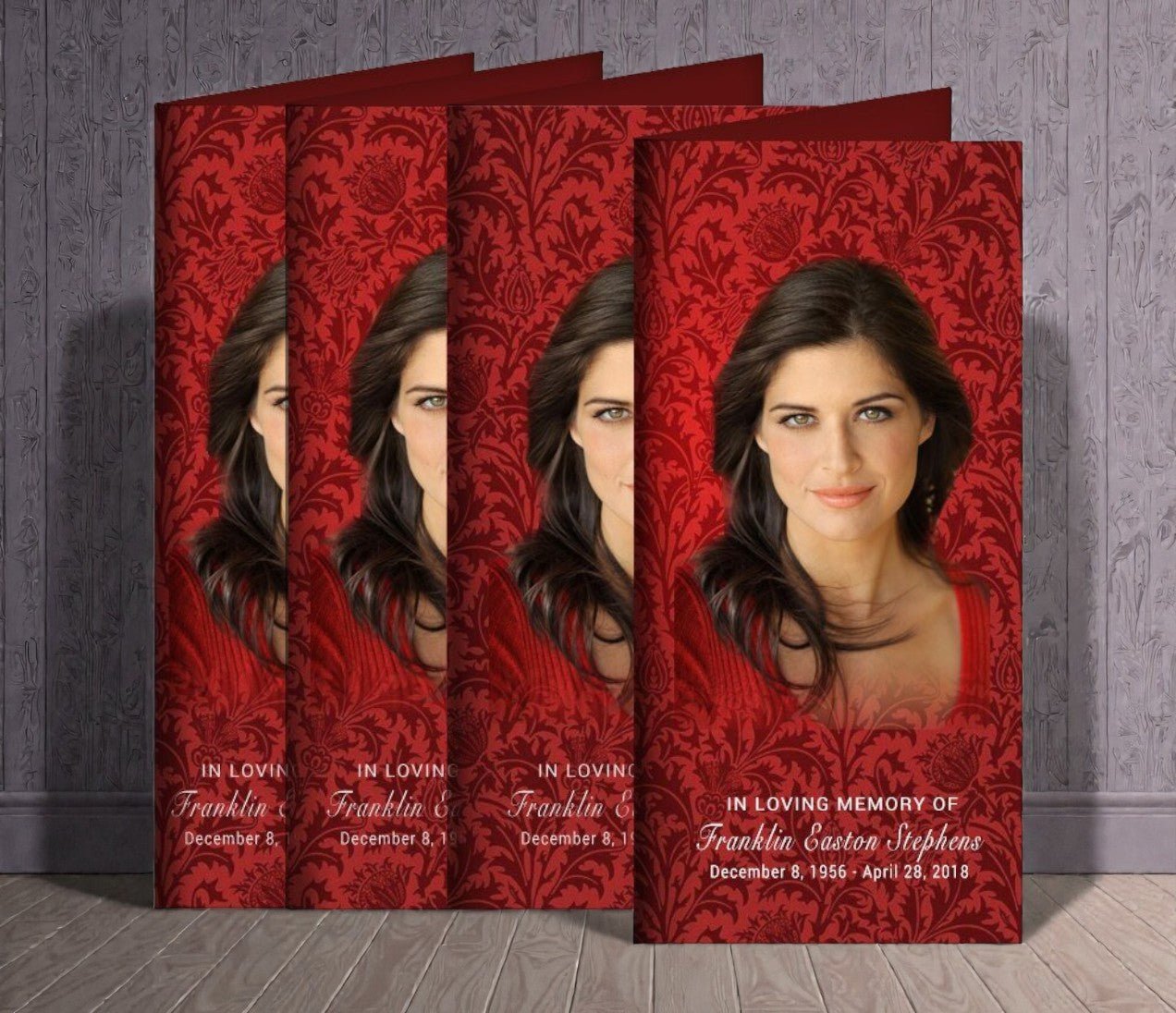 Cranberry Long Fold Program Design & Print (Pack of 50) - The Funeral Program Site