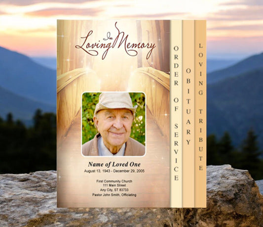 Crossing 8 - Sided Graduated Funeral Program Template - The Funeral Program Site